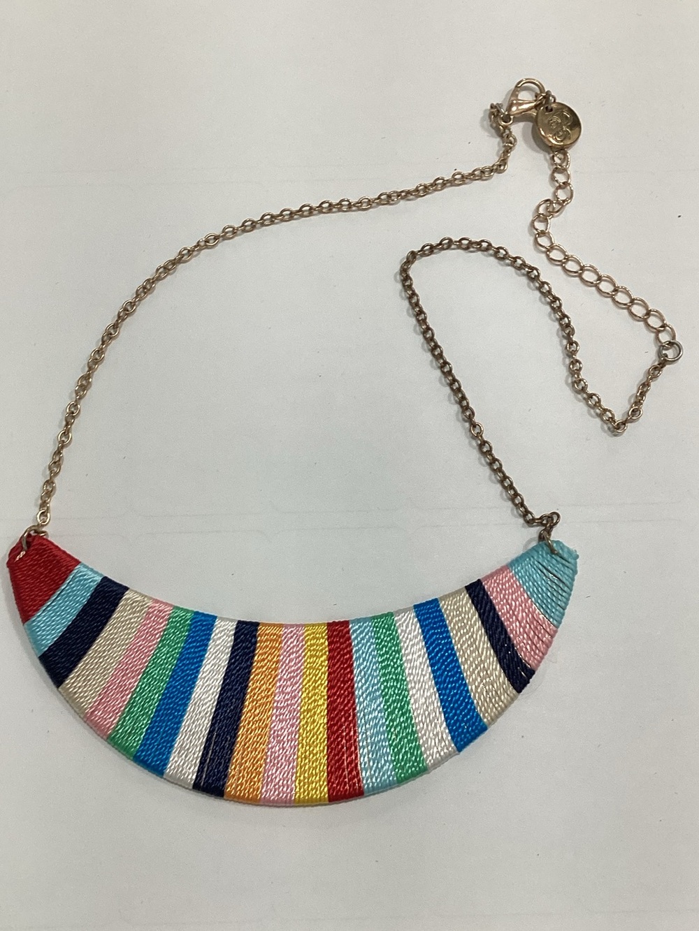 Plunder Multicolor Striped Crescent Necklace‎ - Gold Chain